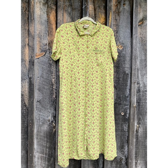 April Cornell Dresses & Skirts - VINTAGE APRIL CORNELL button front green floral midi dress size medium